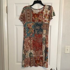 Bohemian Patchwork Mini Dress